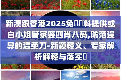 新澳跟香港2025免費資料提供或白小姐管家婆四肖八碼,防范誤導的溫柔刀-新穎釋義、專家解析解釋與落實?